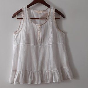 New Hem &Thread Cream/White Striped Sleeveless Top